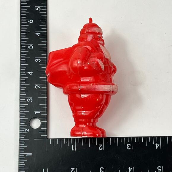 Vintage 50's Rosbro Red and White Plastic Santa Sack Open Candy Container 4.5"" - Picture 7 of 7